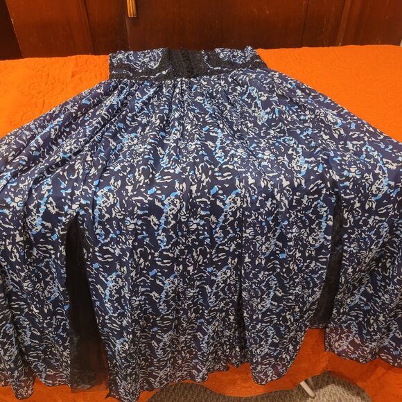 blue/black chiffon maxi-dress with slits size L NWT - Picture 4 of 5